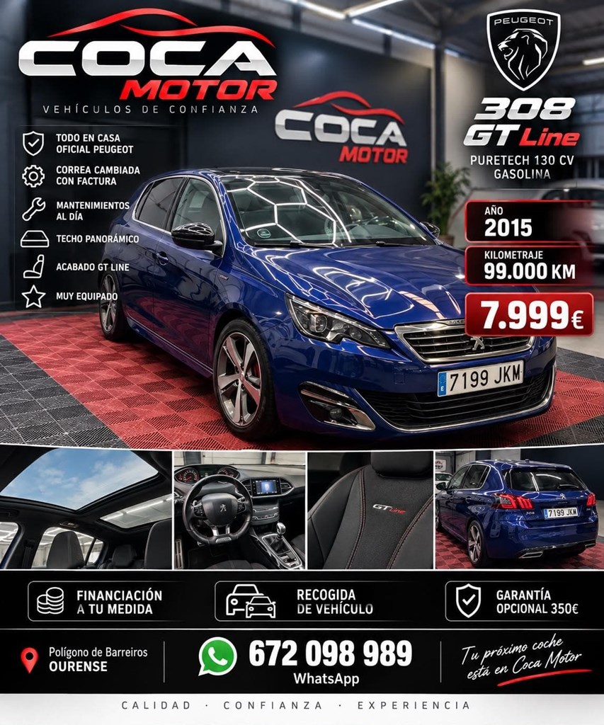 Foto 1 PEUGEOT 308 GT LINE 1.2 PURETECH 130 CV GASOLINA